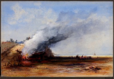 Bränning av en gammal båt av Francis Danby