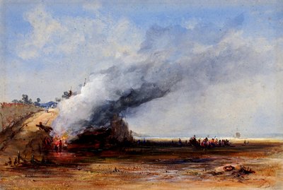 Bränning av en gammal båt, 1800-talet. av Francis Danby