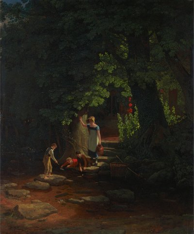 Barn vid en bäck av Francis Danby