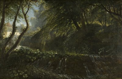 Flodscen med vattendrag och kvarn, ca 1823 av Francis Danby