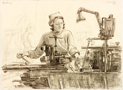 Huvudvändning (krita och penna på papper) av Francis Dodd