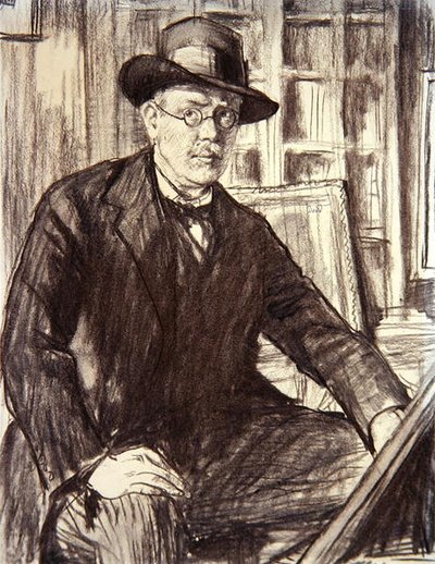 Självporträtt (kol på papper) av Francis Dodd