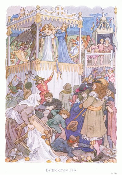 Bartholomew Fair (färglitografi) av Francis Donkin Bedford
