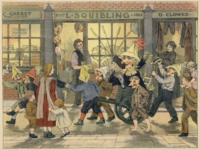 Bedfords bok om butiker: Fyrverkerier (färglitografi) av Francis Donkin Bedford