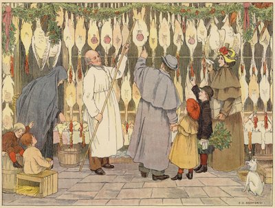 Bedfords bok om butiker: Poulterer (färglitografi) av Francis Donkin Bedford