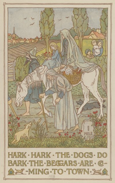 Hark hark the dogs do bark the beggars are coming to town (färglitografi) av Francis Donkin Bedford