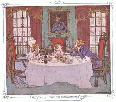 Han framförde älvens budskap, från The Magic Fishbone pub.by Warne  Co, ca 1940 (färglitografi) av Francis Donkin Bedford