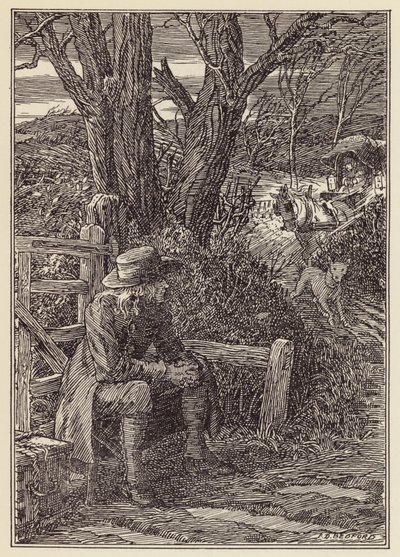 Illustration till Syrsan på härden av Charles Dickens (färglitografi) av Francis Donkin Bedford