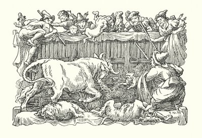 Merrie England: Tjurbete (litografi) av Francis Donkin Bedford