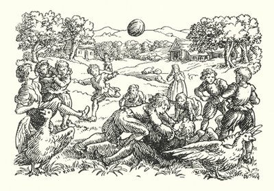 Merrie England: Fotboll (litografi) av Francis Donkin Bedford