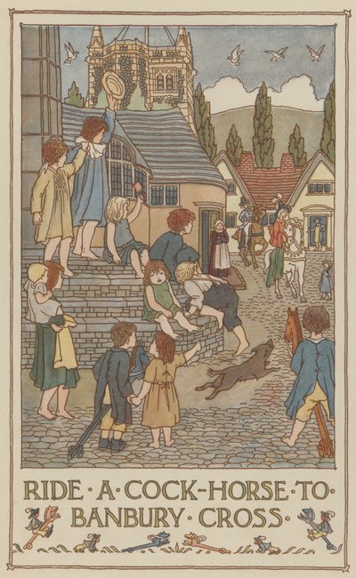 Rid på en tupphäst till Banbury Cross (färglitografi) av Francis Donkin Bedford