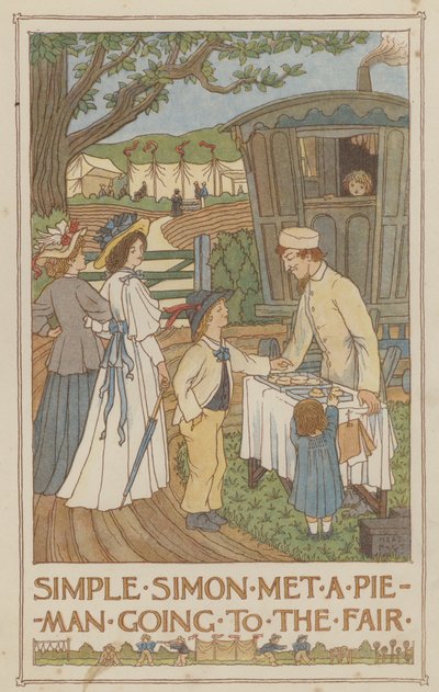 Simple Simon träffade en pieman på väg till marknaden (färglitografi) av Francis Donkin Bedford