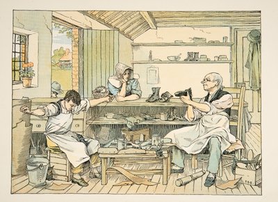Skomakaren, ur Four and Twenty Toilers, publ. 1900 (färglitografi) av Francis Donkin Bedford