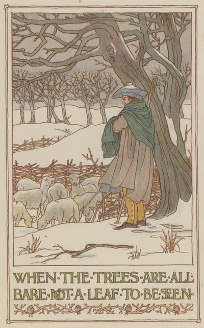 När alla träd är kala och inte ett löv syns (färglitografi) av Francis Donkin Bedford