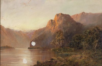 Lake and Mountains (olja på duk) av Francis E. Jamieson