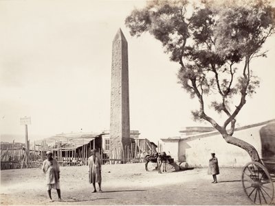 Egyptisk Obelisk, Cleopatras nål, i Alexandria, Egypten, ca. 1870. av Francis Frith