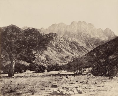 Serbal-berget, från Wádee Feyrán, Egypten,1858 (foto) av Francis Frith