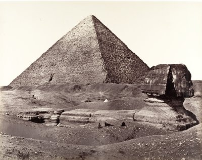 Den stora pyramiden och den stora sfinxen, 1858. av Francis Frith