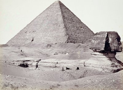 Den stora pyramiden, med sfinxen i förgrunden, El-Geezah av Francis Frith
