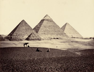 Pyramiderna i El-Geezeh, från sydväst,1858 (foto) av Francis Frith