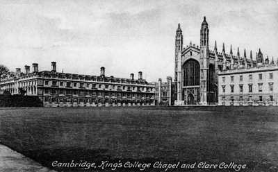 Kings College Chapel och Clare College, Cambridge, Cambridgeshire, sent 1800-tal. av Frith and Co