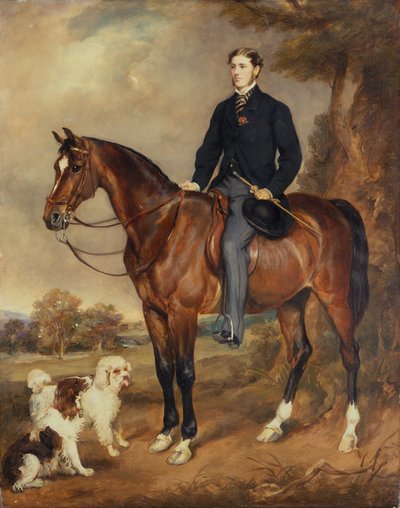 Ett ryttarporträtt av Seymour Sydney Hyde 6th Earl of Harrington (olja på duk) av Francis Grant