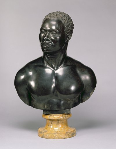 Mansbust (svart kalksten och gul marmor) (se även 281573) av Francis Harwood
