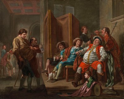 Falstaff värvar rekryter ur Shakespeares ”Henrik IV”, del II, akt III av Francis Hayman