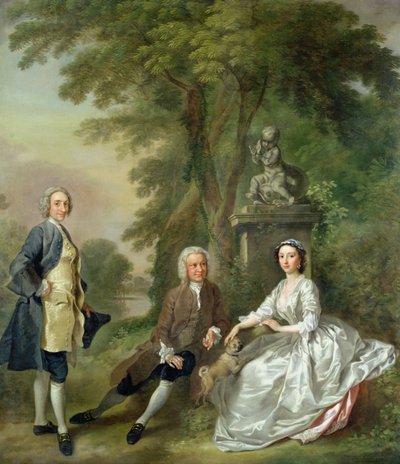 Jonathan Tyers (d.1767) och hans dotter, Elizabeth, och hennes man, John Wood, ca 1750-52 av Francis Hayman