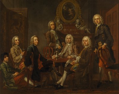 Porträtt av en grupp gentlemän med konstnären av Francis Hayman
