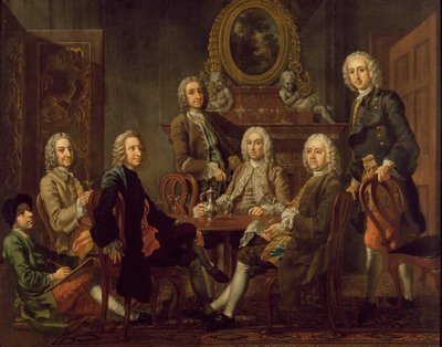 Porträtt av en grupp herrar, med konstnären, ca 1745 (olja på duk) av Francis Hayman
