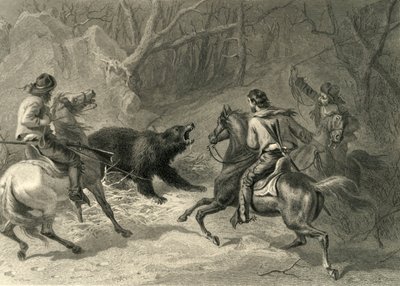 "Native Californians Lassoing a Bear", 1874. av Francis Holl