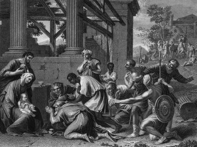 De gav honom gåvor, guld och rökelse och myrra, mitten av slutet av 1800-talet. av Francis Holl