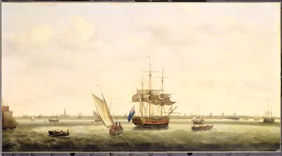 Fregattens "Surprise" vid Anchor utanför Great Yarmouth, Norfolk, ca 1775 av Francis Holman