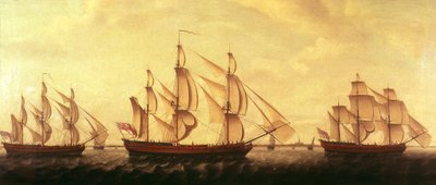 Tre Hudson Bay-fartyg i Themsen av Francis Holman