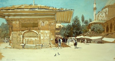 Vacker fontän, Scutari (gouache på papper) av Francis Hopkinson Smith