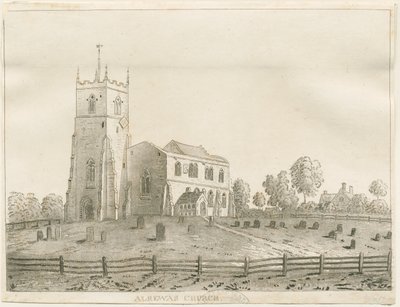 Alrewas kyrka: akvatintgravyr, nd [?1848] av Francis Jukes