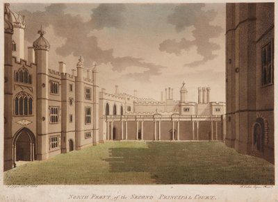 North Front of the Second Principal Court (handfärgad etsning och akvatint) av Francis Jukes