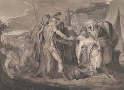 Kung Lear gråter över Cordelia Shakespeares kropp, Kung Lear, akt 5, scen..., 1 augusti 1792. av Francis Legat