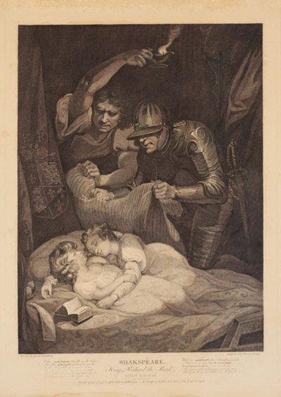Mordet på Edward V och hans yngre bror, hertigen av York. Från William Shakespeares "Richard III", akt 4, scen 3 av Francis Legat