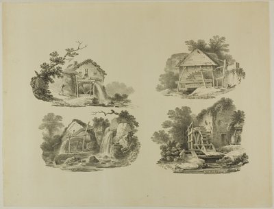 Mill Wheels nära Abergele, Denbigh, Whitby, Richmond av Francis Nicholson