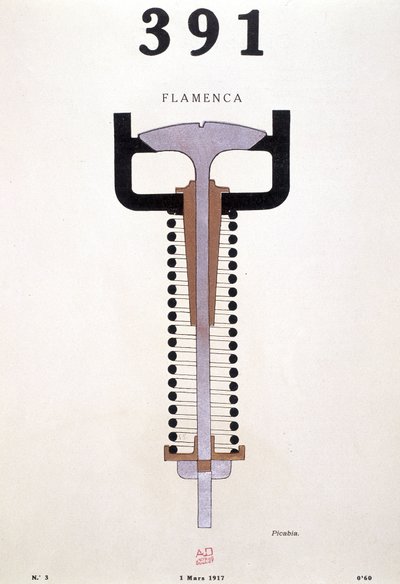 Omslag till "391" av Picabia (1879-1953), nr 3 från 01/03/1917 (litografi) av Francis Picabia