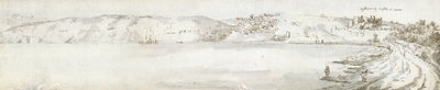 Oystermouth Castle, ca 1678 (akvarell och brunt bläck på papper) av Francis Place