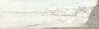 Port of Tenby, ca 1678 (akvarell  brunt bläck på papper) av Francis Place