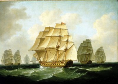 Episoder från Napoleonkrigen (1803-1815): Richard Strachans förföljelse utanför Cape Ortegal (Spanien) den 4 november av Francis Sartorius