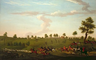 Jaktscen: (olja på duk): Jaktsituation: Fullt gråt, ca 1755-60 av Francis Sartorius