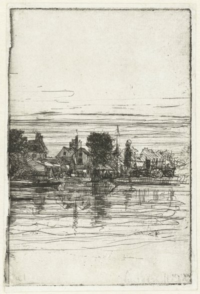By vid vattnet Thames sida av Francis Seymour Haden (Sir) (signed by artist)