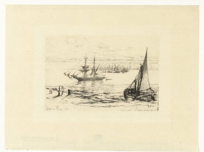 Ett fartyg för ankar En brigg för ankar av Francis Seymour Haden (Sir) (signed by artist)