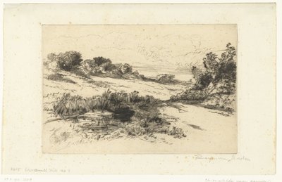 Kuperat landskap vid Swanage Windmill Hill av Francis Seymour Haden (Sir) (signed by artist)