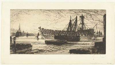 Demontering av skeppet Agamemnon Upplösning av Agememnon av Francis Seymour Haden (Sir) (signed by artist)
